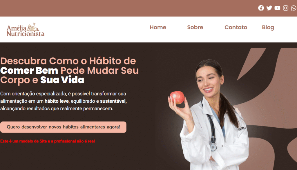 Modelo de Site para Nutricionista